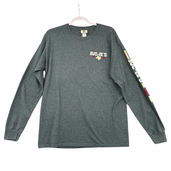 Bucees Heather Dark Gray Graphic Print Bucees‎ Logo Long Sleeve TShirt Medium - Picture 1 of 8